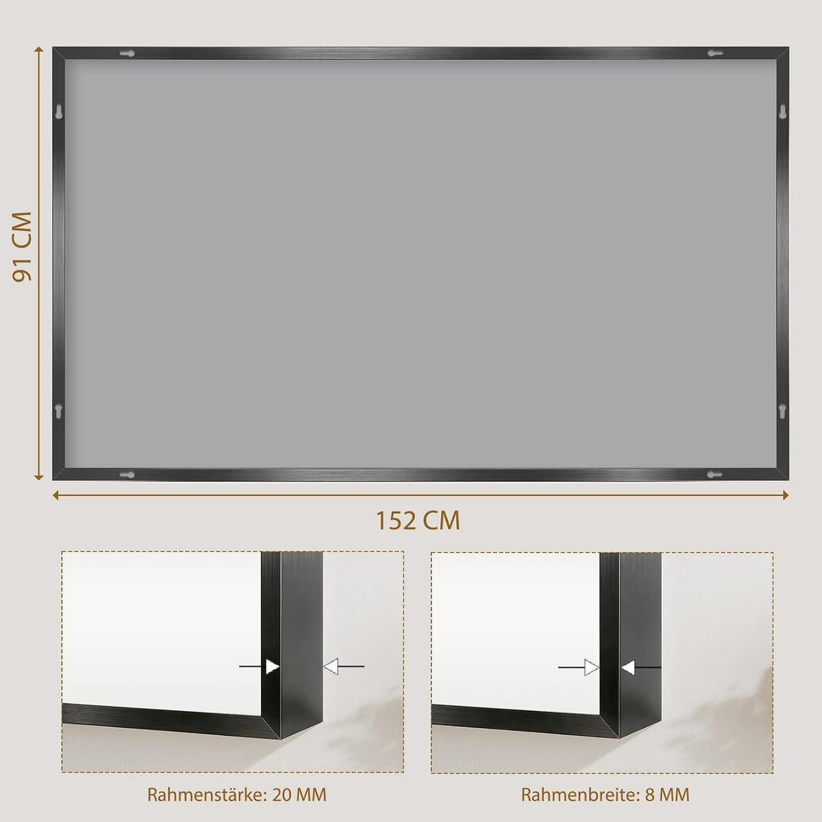 Großer Wandspiegel 152x90cm – Rostfrei & Sicherheitsglas