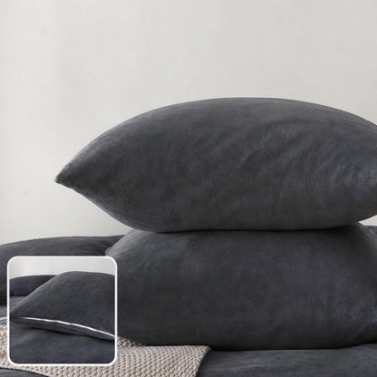 Winter Flanell Bettwäsche Set 135x200cm - Schwarz Fleece