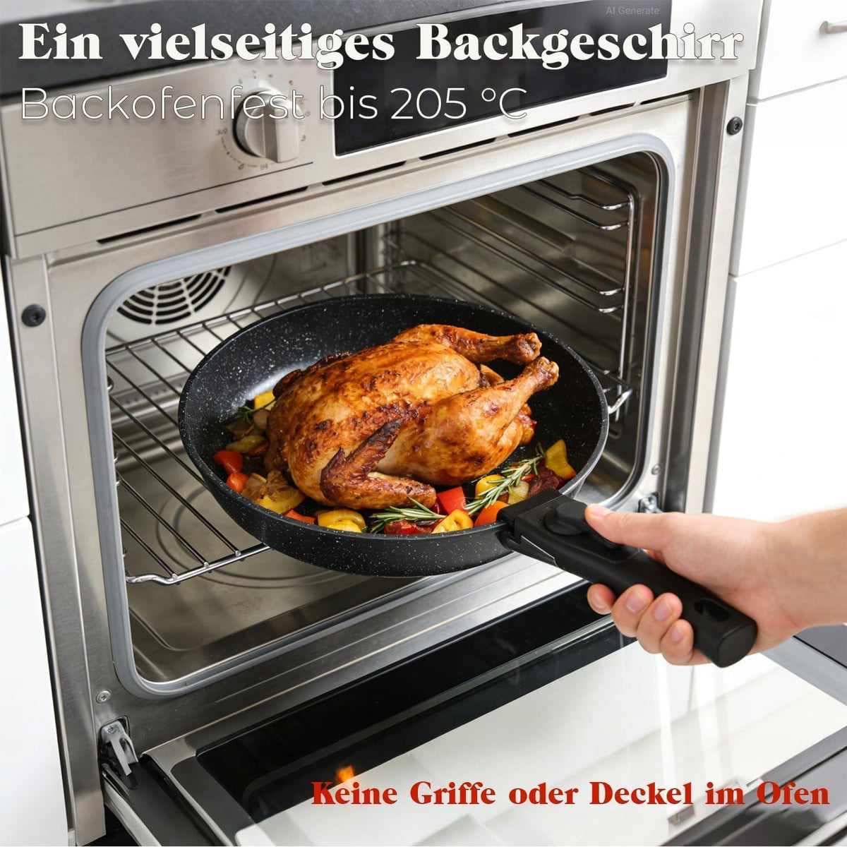 18-teiliges Kochgeschirr Set mit abnehmbaren Griffen & Granitbeschichtung