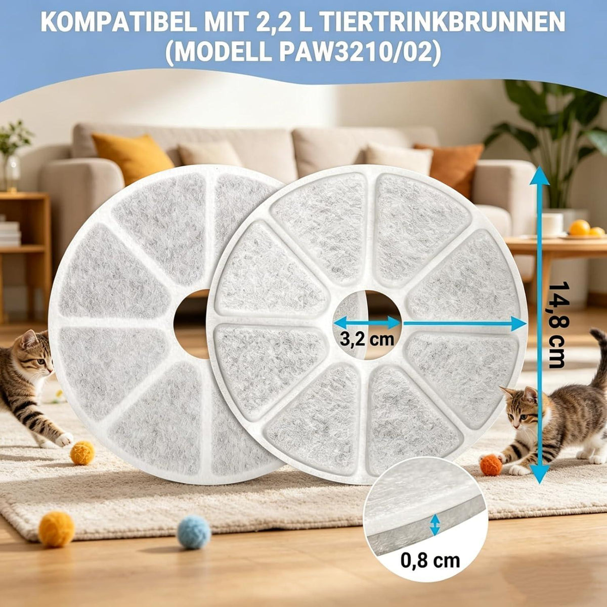 Katzenbrunnenfilter für Philips PAW3210/02 – 12er Pack