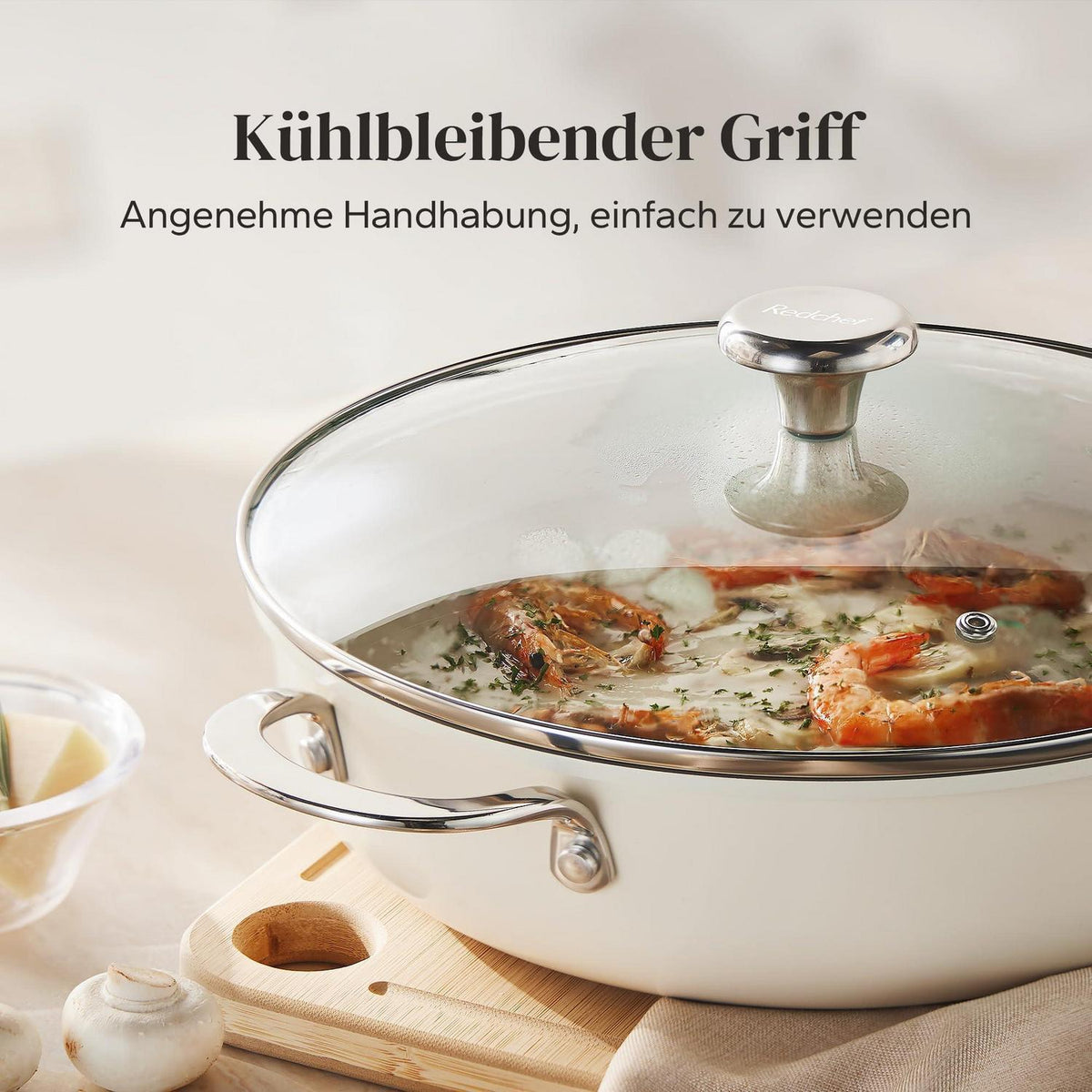 Schmorpfanne 28cm mit Deckel – Antihaft Keramik, 3,85L