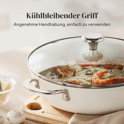 Schmorpfanne 28cm mit Deckel – Antihaft Keramik, 3,85L