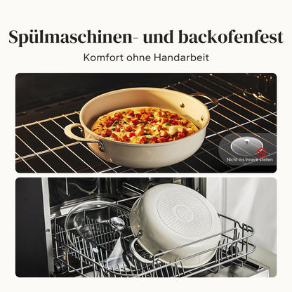 Schmorpfanne 28cm mit Deckel – Antihaft Keramik, 3,85L