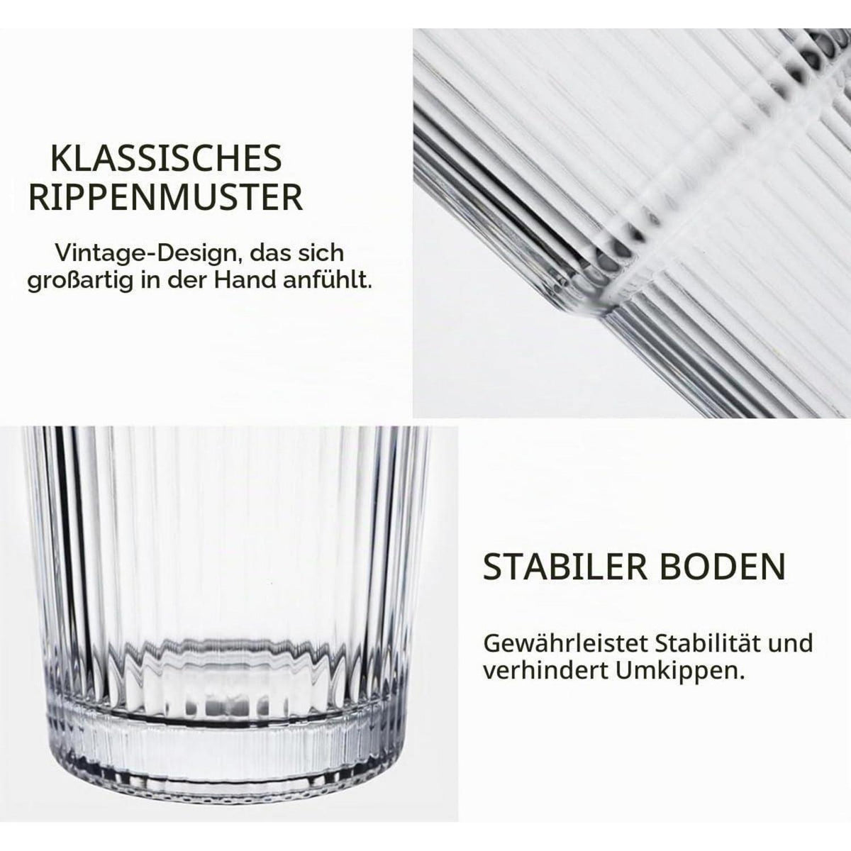 2 Glas Trinkbecher mit Deckel & Strohhalm – 600ml