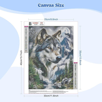 5D Diamantmalerei Wolf Berg – DIY Set für Erwachsene & Kinder