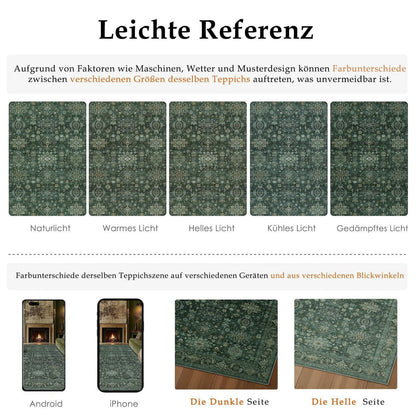 Vintage Teppichläufer Grün 60x240cm - Flur Läufer Retro Design