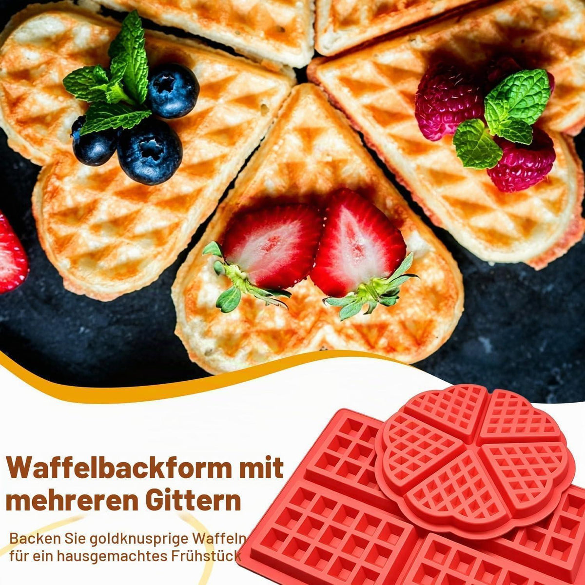 Silikon Waffelform Set Herz & Rechteckig für Airfryer & Backofen
