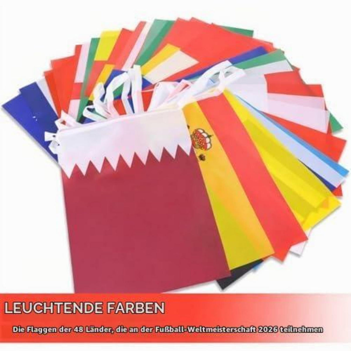 WM Fahnenkette 48 Länder – Girlande für Party & Deko