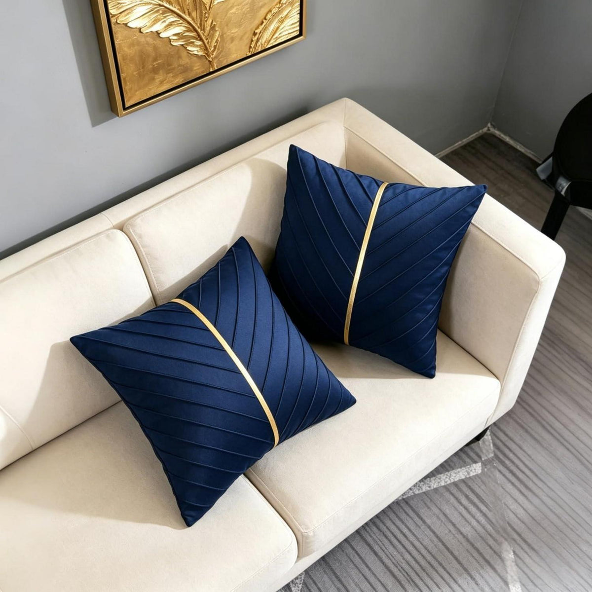 2x Kissenbezug Samt Petrolblau 40x40 cm Modern Wohnzimmer