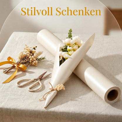 Doppelseitiges Geschenkpapier Cremefarben 43 cm x 10 m Matt & Perlglanz