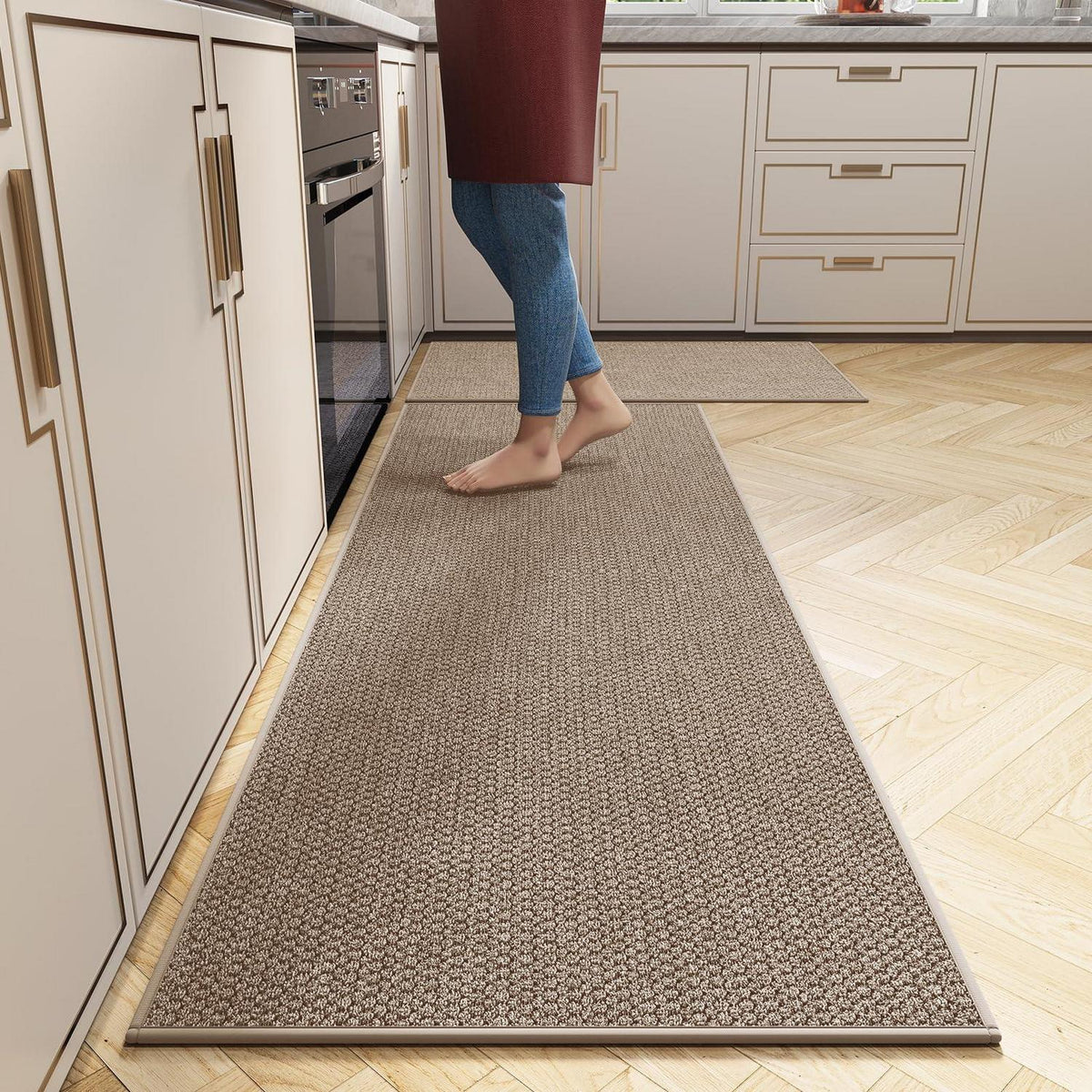 Waschbarer Küchenteppich rutschfest 50x150cm – Braun Küchenläufer
