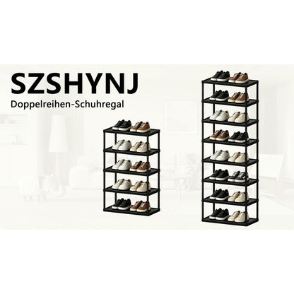 Platzsparendes Schuhregal 8 Ebenen – Vertikales Eckregal Schwarz