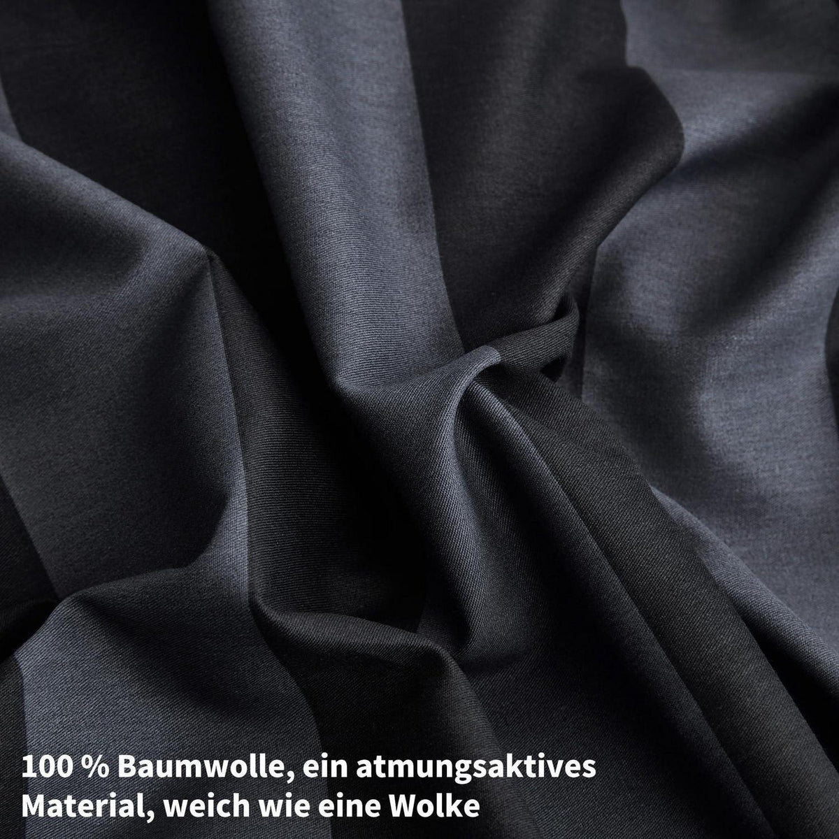 Baumwoll Bettwäsche Set 220x240 Dunkelgrau Gestreift 3-teilig