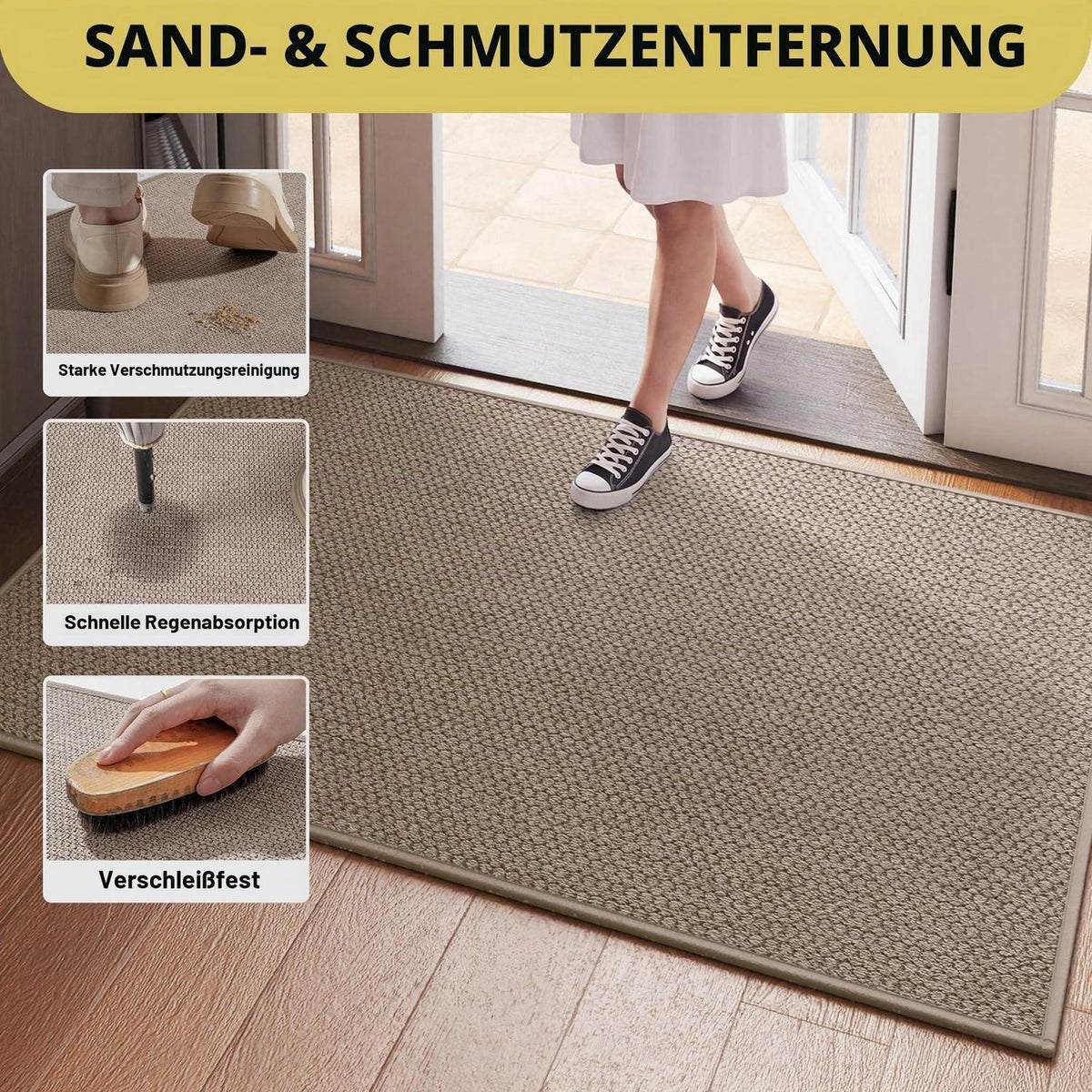 Waschbarer Küchenteppich rutschfest 45x180cm – Braun Küchenläufer