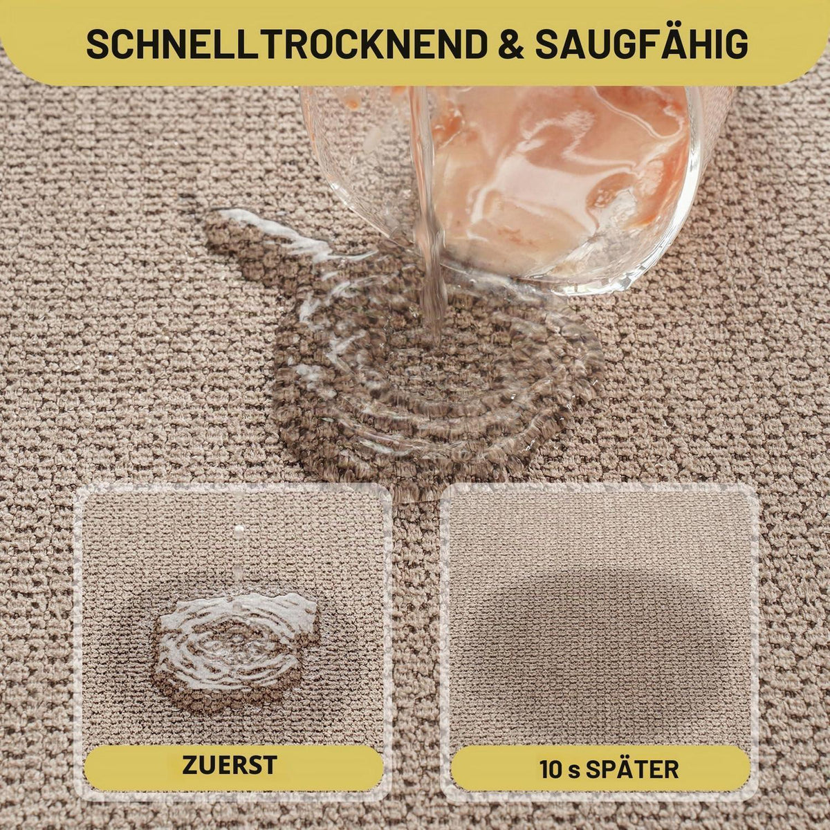 Waschbarer Küchenteppich rutschfest 45x180cm – Braun Küchenläufer