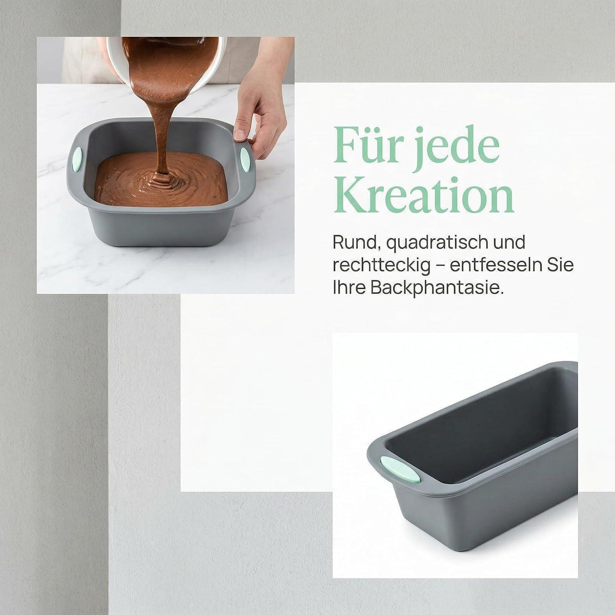 3er Set Silikon Backformen für Kuchen, Brot & Quiche