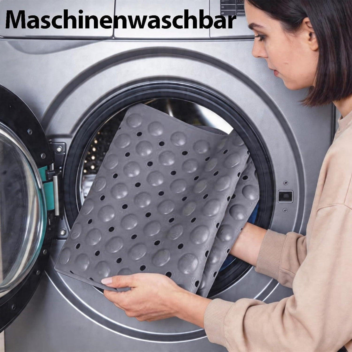 Rutschfeste Duschmatte Grau 50x80 cm mit Saugnäpfen