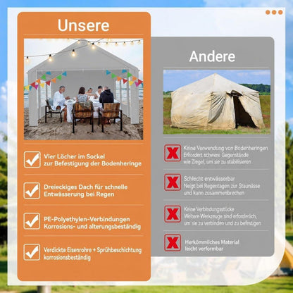 Partyzelt 4x6m Grau – Wasserdicht & UV-Schutz für Garten & Events