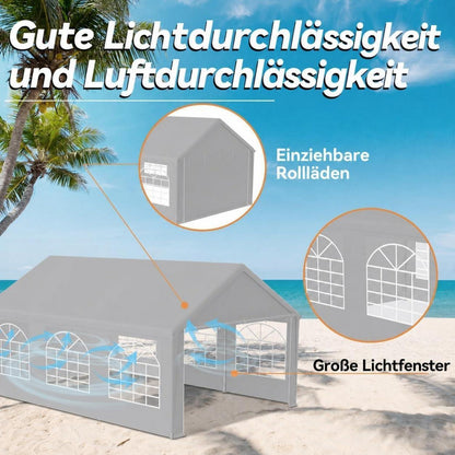 Partyzelt 4x6m Grau – Wasserdicht & UV-Schutz für Garten & Events