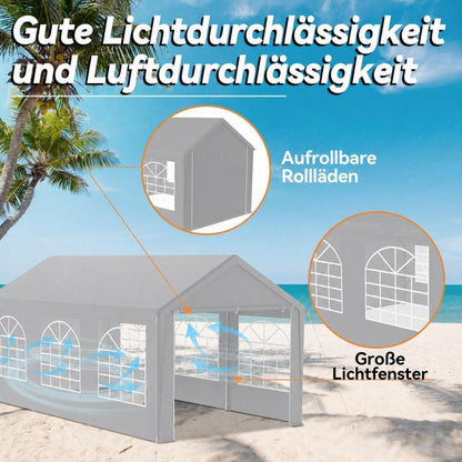 Partyzelt 3x6m Grau – Wasserdicht & UV-Schutz für Garten & Events