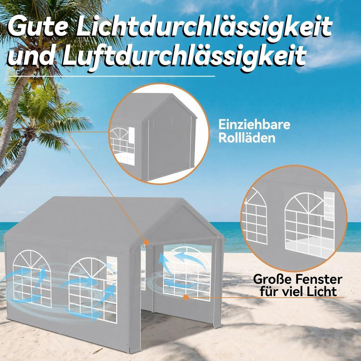 Partyzelt 3x4m Grau – Wasserdicht & UV-Schutz für Garten & Events