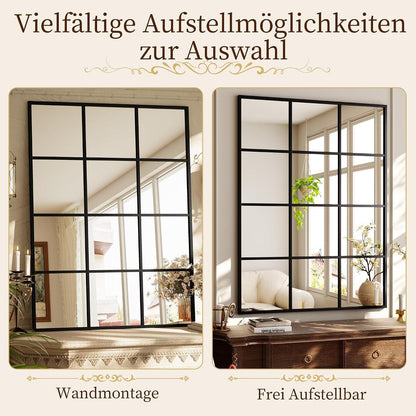 Wandspiegel Gitter Schwarz 100x75 cm – Dekorativer Kosmetikspiegel