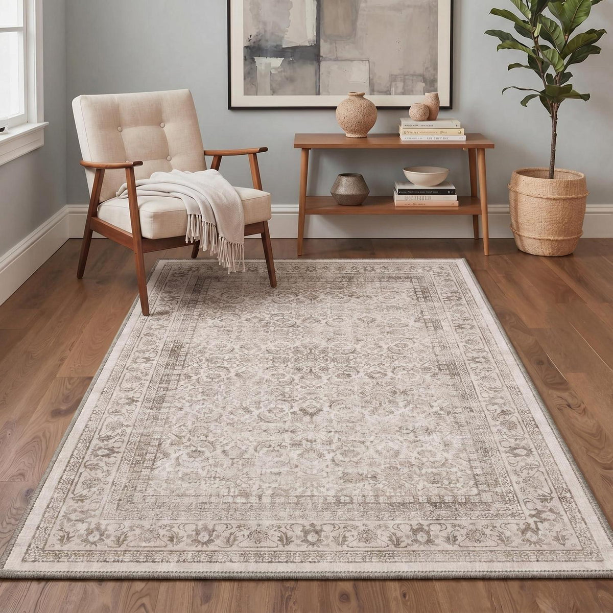 Vintage Teppich Wohnzimmer 160x230cm Beige Rechteckig