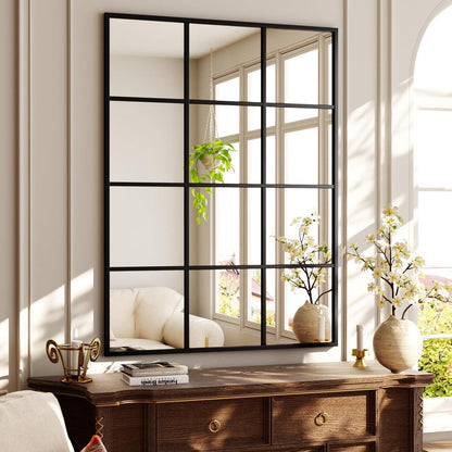 Wandspiegel Gitter Schwarz 70x50 cm – Dekorativer Kosmetikspiegel