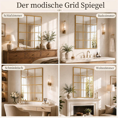 Koonmi Wandspiegel Gitter Gold 100x75 cm