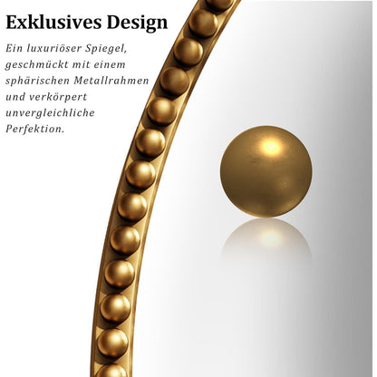 Runder Wandspiegel 60cm mit Gold Perlenrahmen – Retro Deko Spiegel