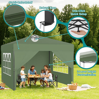 Faltpavillon 2.5x2.5 Wasserdicht & Stabil mit Seitenwänden