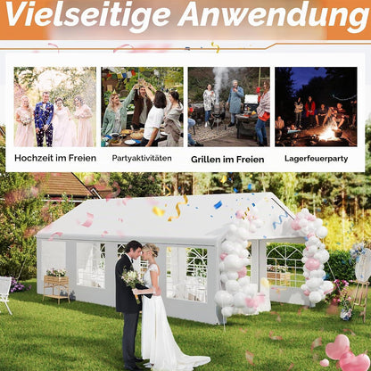 Partyzelt 4x8m Weiß – Stabiler Pavillon mit Seitenwänden