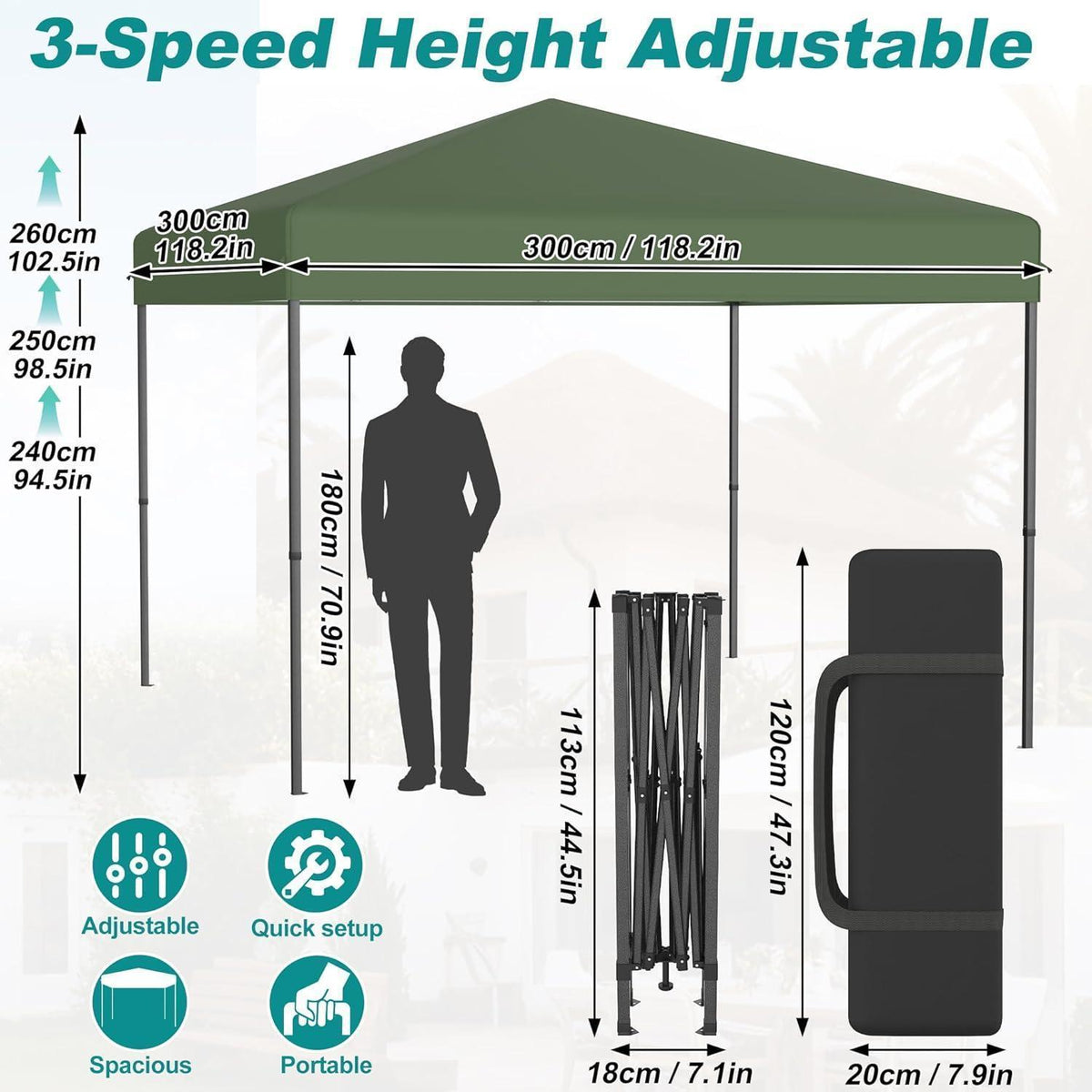 3x3 Pavillon Wasserdicht – Pop-Up Partyzelt für Garten & Outdoor
