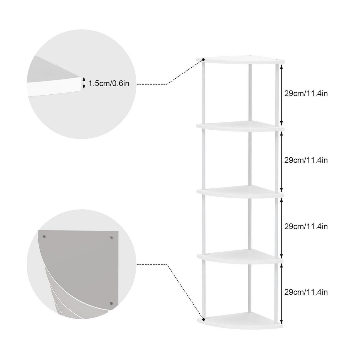 Bücherregal für Kinder, Eckregal, rustikales Braun, 5 Schichten