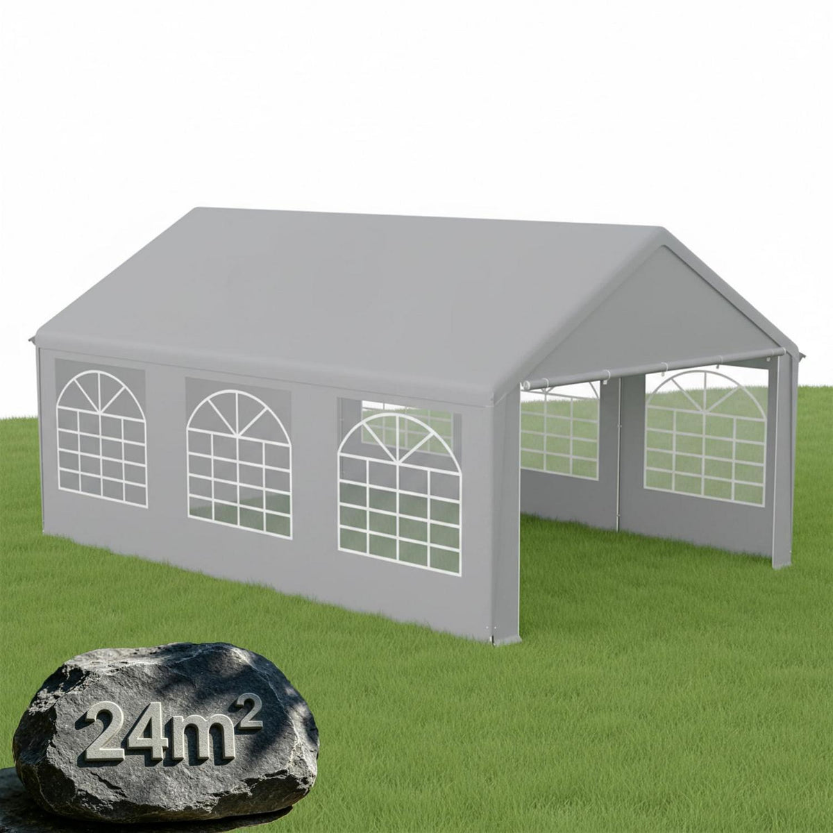 Partyzelt 4x6m Grau – Wasserdicht & Stabil für Garten & Events