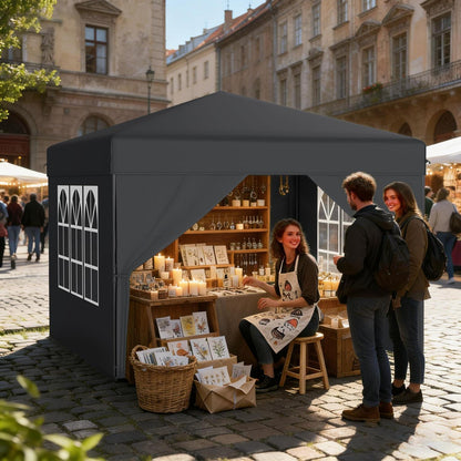 3x3 Pavillon Wasserdicht & Stabil – Garten Partyzelt mit Seitenwänden