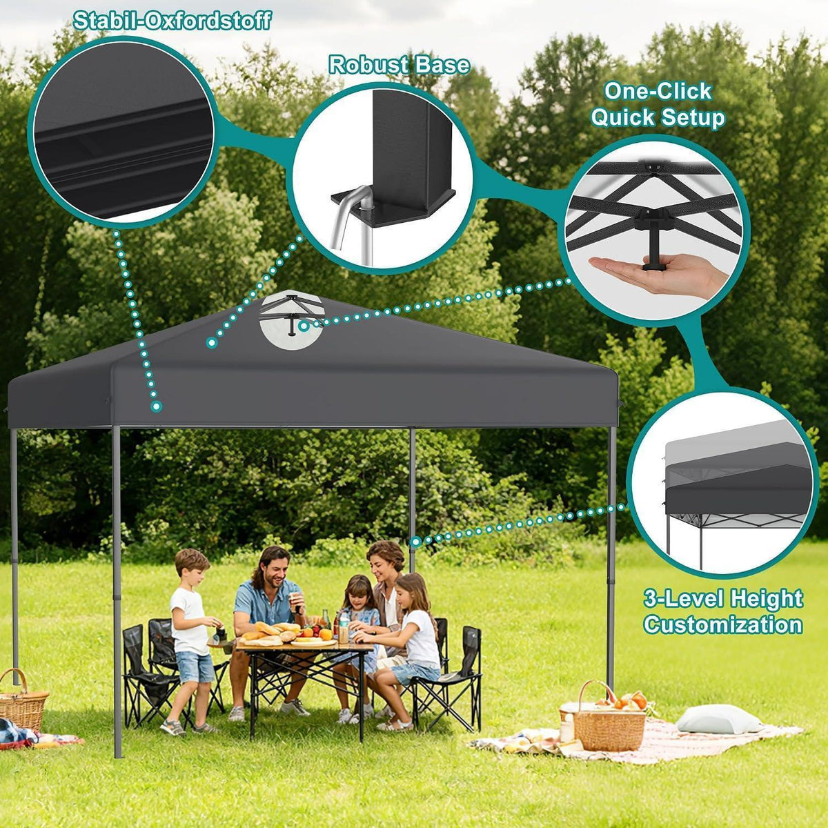 3x3 Pavillon Wasserdicht – Pop-Up Partyzelt für Garten & Outdoor