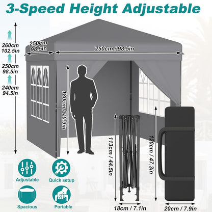Faltpavillon 2.5x2.5m – Schnellaufbau, Wasserdicht & UV-Schutz