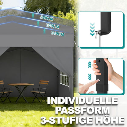 Faltpavillon 2.5x2.5m – Schnellaufbau, Wasserdicht & UV-Schutz