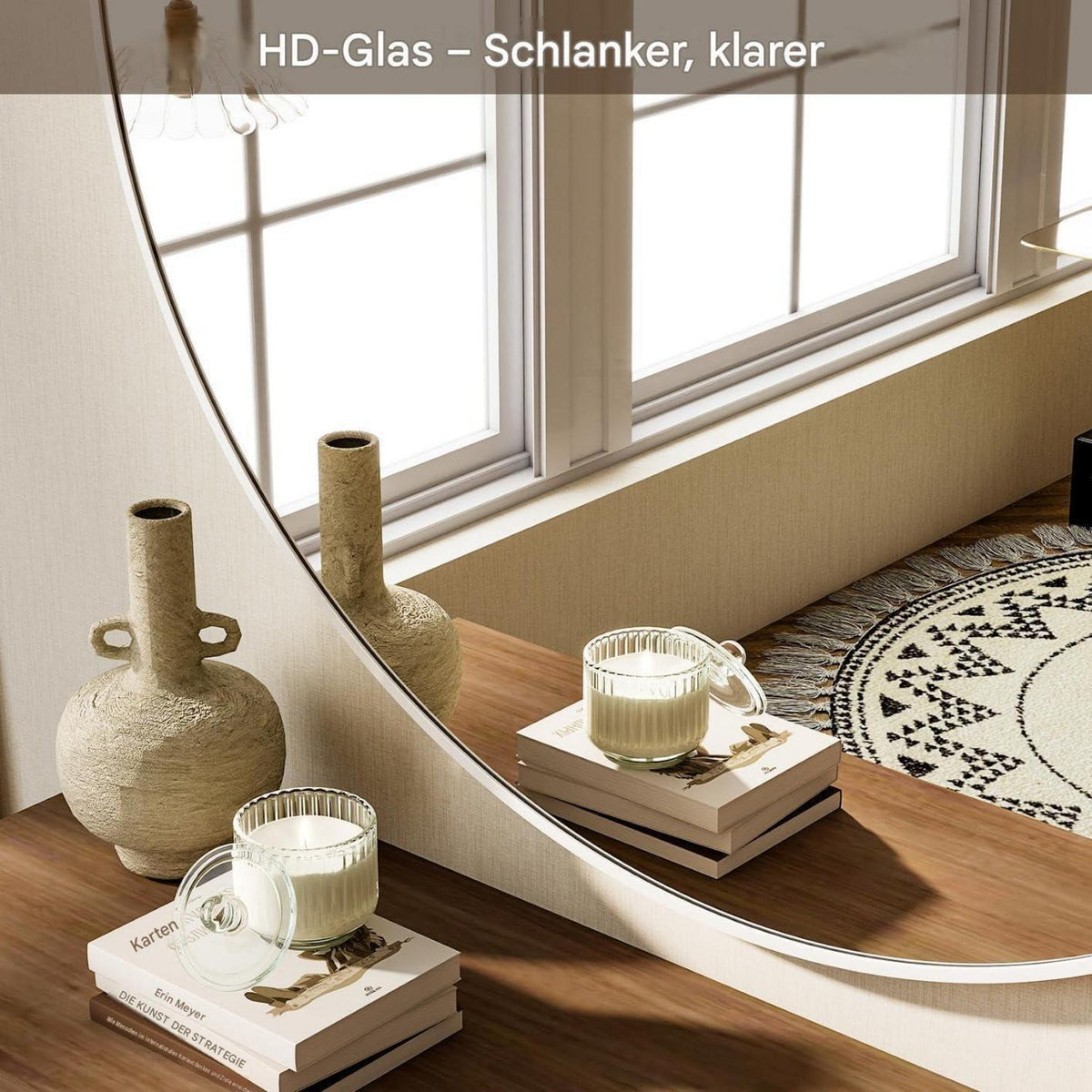 Runder Wandspiegel 70cm Metallrahmen Weiß – Bad & Wohnzimmer