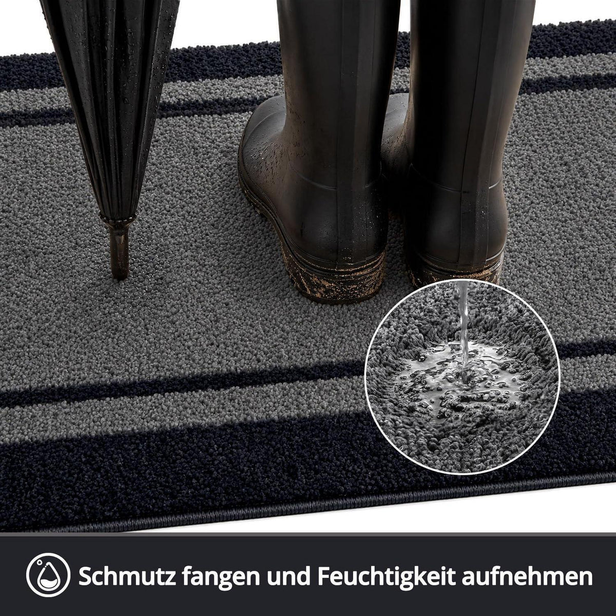 Fußmatte Innen rutschfest 60x90 cm – Schwarzgrau
