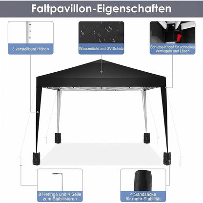 Faltpavillon 3x3 Wasserdicht – Stabil & Winterfest für Garten & Events