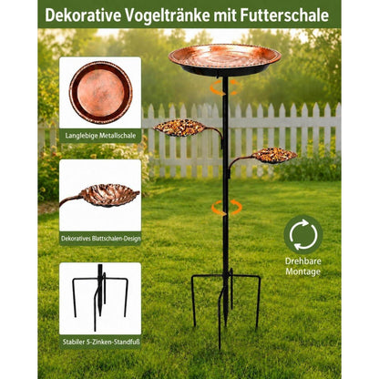 Vogeltränke mit Futterschalen – 89 cm Garten Vogelbad