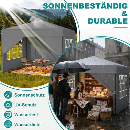 Pop-Up Pavillon 2,5x2,5m mit Seitenwänden – Garten Party Zelt