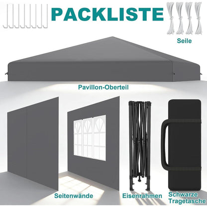 Pop-Up Pavillon 2,5x2,5m mit Seitenwänden – Garten Party Zelt
