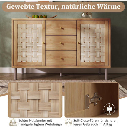 Sideboard Eiche mit 2 Türen & 3 Schubladen – Flexibel & Stabil