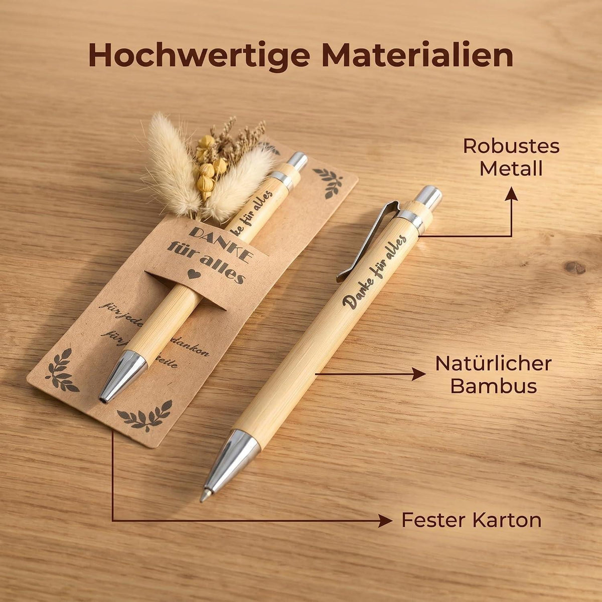 10x Dankeschön Geschenkset Kugelschreiber mit Gravur