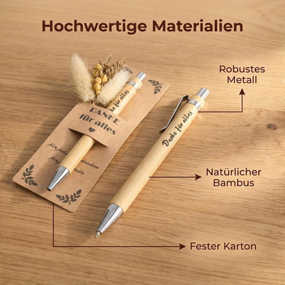 10x Dankeschön Geschenkset Kugelschreiber mit Gravur