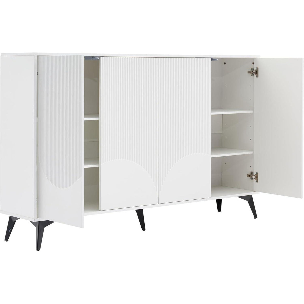 Weißes Sideboard mit 4 Türen & Verstellböden (160cm)