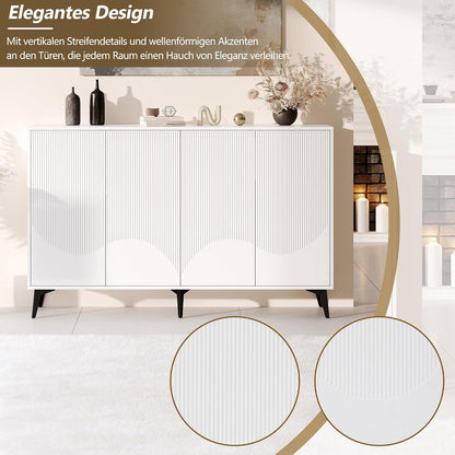 Weißes Sideboard mit 4 Türen & Verstellböden (160cm)